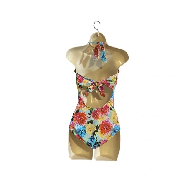 Anthropologie Seafolly Australia Size 12 Pretty Garden Halter One Piece Swimsuit - Picture 2 of 7